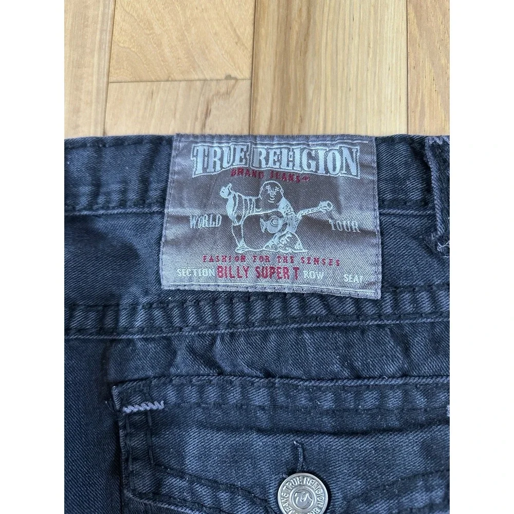 Vintage True Religion Billy Super T Jeans Mens 38x32 Made in USA Black Flap